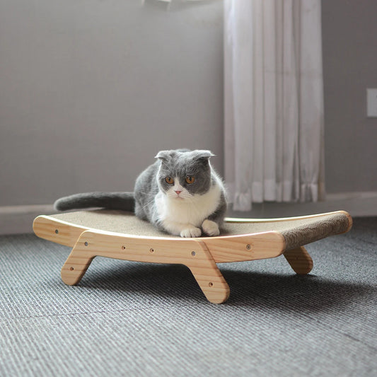 Paws Choose™ Wooden Cat Scratcher Scraper Detachable Lounge Bed 3 In 1